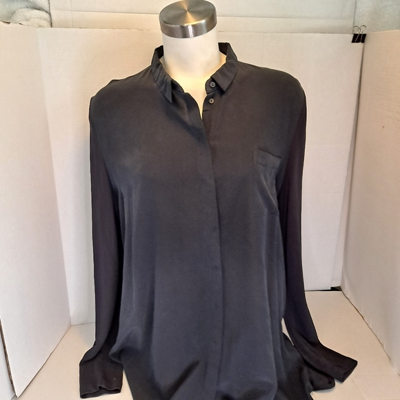 COS Dresses & Skirts - Cos Silk Front Dress Viscose Back Button Frt Navy